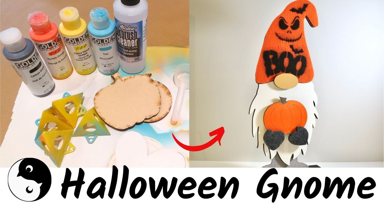 Watch Me Airbrush a Plain to Spooky Halloween Gnome – DIY Decor! 🎃🖤