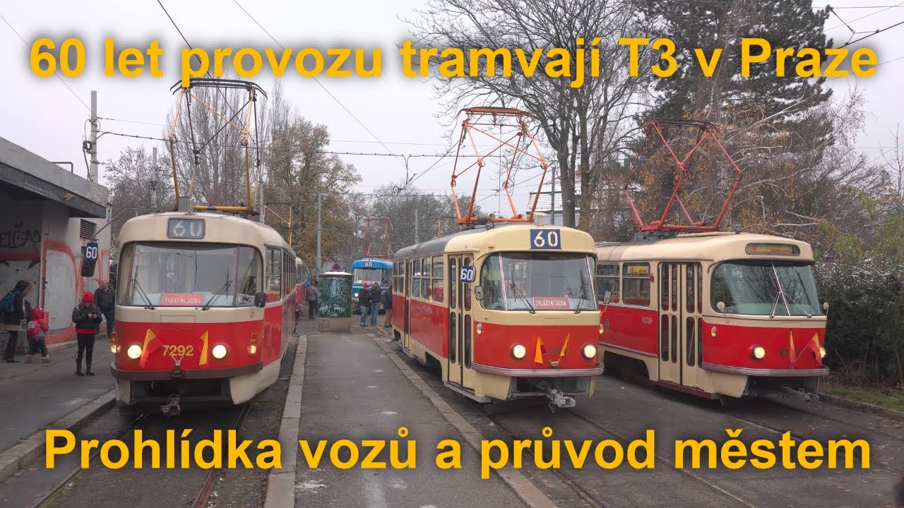 60 Let provozu tramvají T3, prohlídka vozů a průvod městem 20.11.2022 | 8K HDR