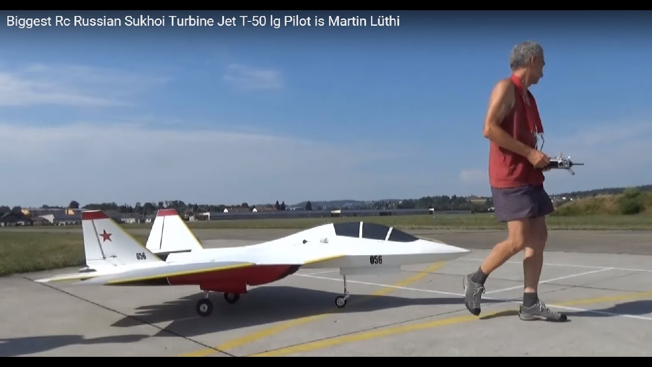 Biggest Rc Russian Sukhoi Turbine Jet T-50 lg Pilot is Martin L&uuml;thi