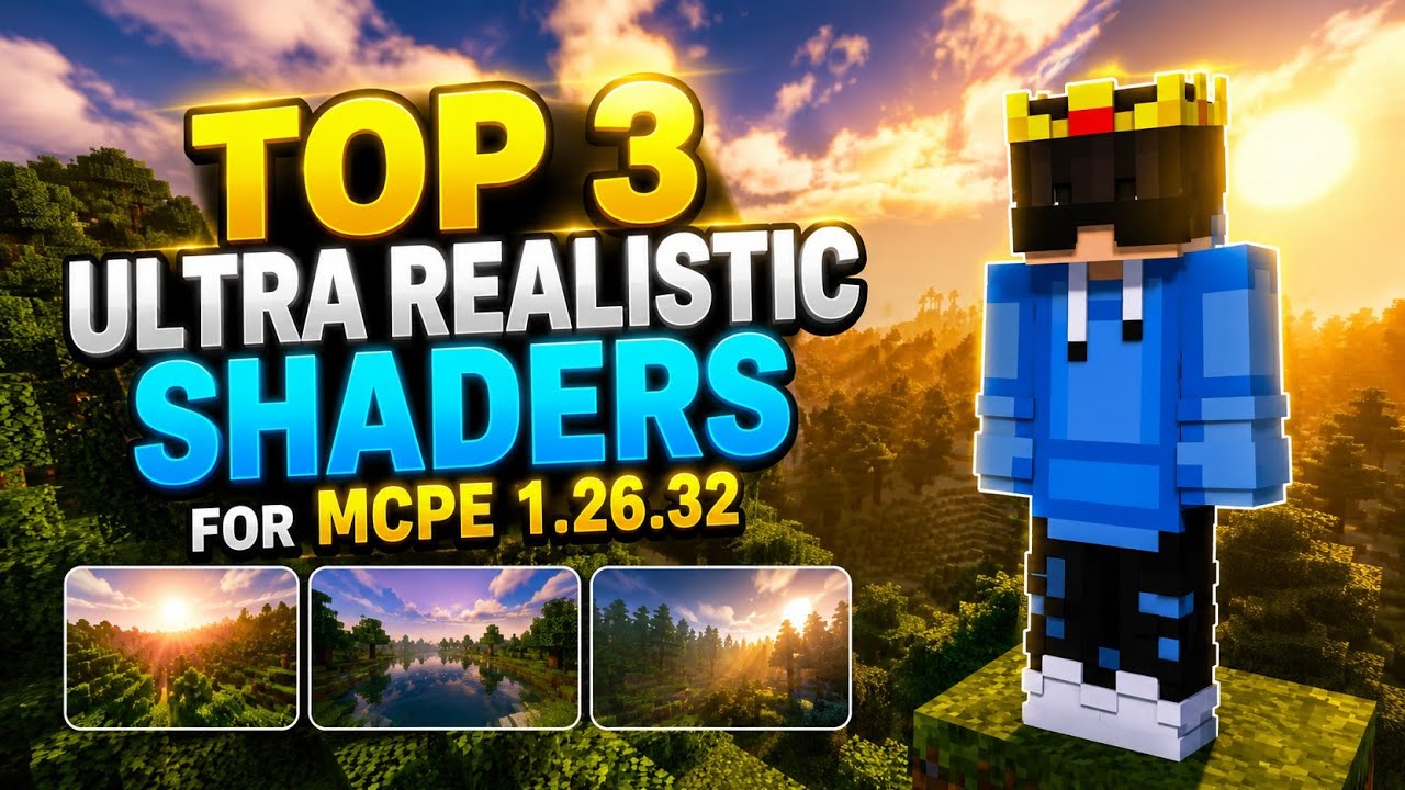 🔥 Top 3 ULTRA Realistic Shaders for Minecraft PE 1.26.32! (2026) @GU_Master77 