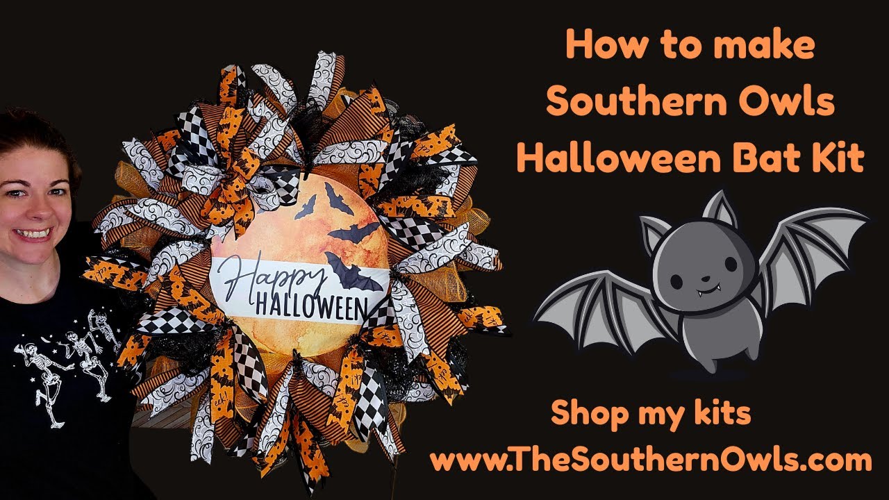 How to make a deco mesh Halloween Wreath using a kit from Southern Owls