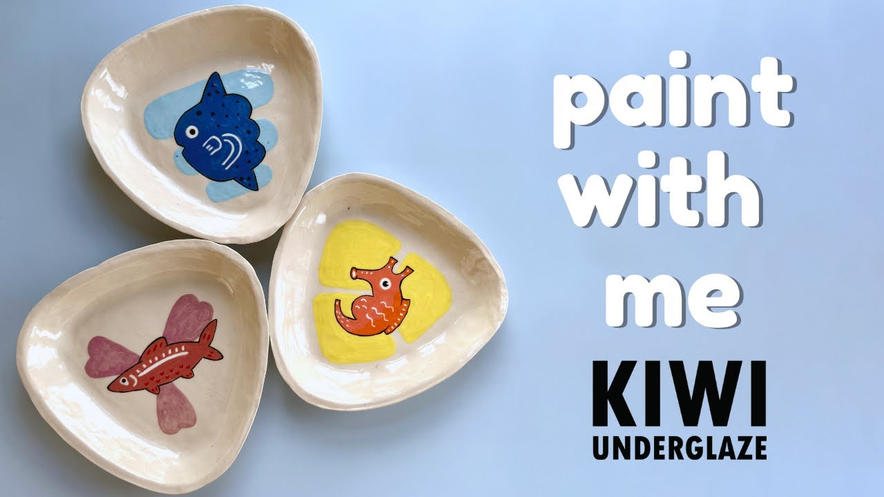 ✨ Painting Fish on Plates 🐟 & Testing Kiwi Underglazes at Cone 8 ✨