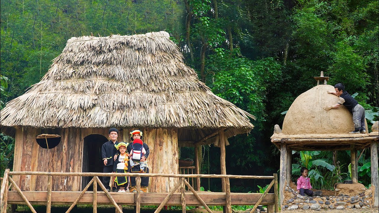 Full Video: Dwarf Family Building House and Kitchen | Hunting for Survival | Happy New Life