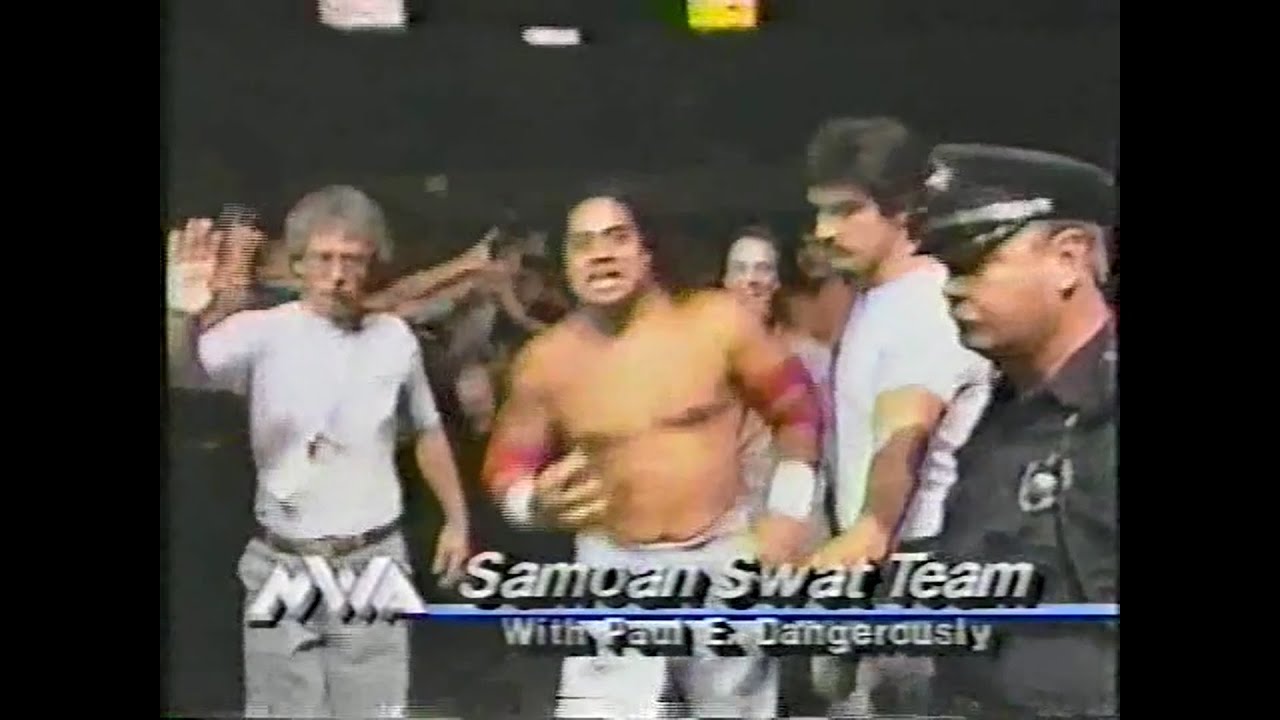 Samoan Swat Team in action   Pro Sept 2nd, 1989