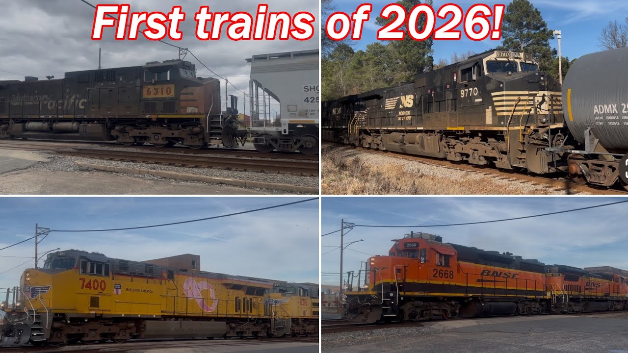 (Maybe the last video of railfanning.) first trains of 2026!￼  UP trains of the UP Pine Bluff Sub!