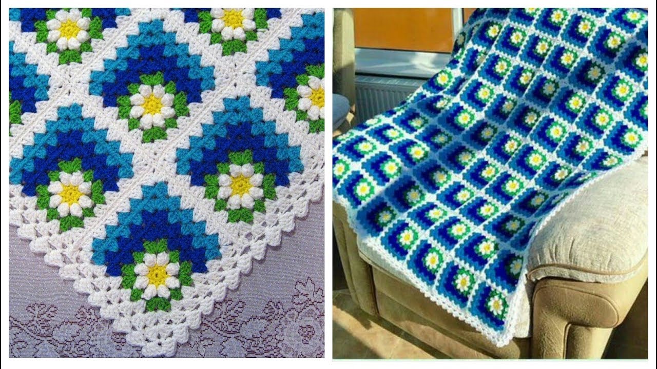 POPCORN BEBEK BATTANİYESİ YAPIMI (MİTERED SUMMER DAİSY BABY BLANKET PATTERN ) 3D BATTENİYE