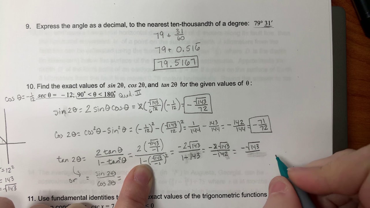 Trig - Midterm Review #9-12