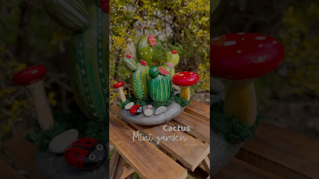 &ldquo;Tiny cactus garden, grown from stones 🌵✨&rdquo;#diy #craft #ytshorts #viralshort #stonecrafts #miniature