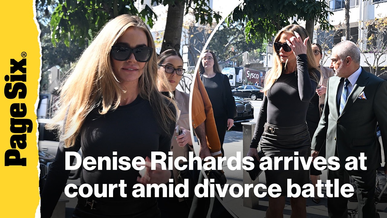 Denise Richards arrives at court in Los Angeles as divorce from ex Aaron Phypers drags on