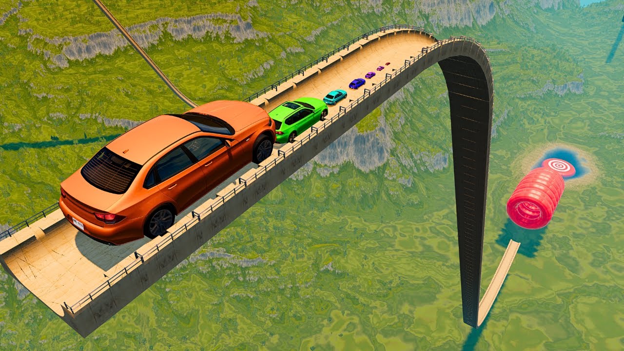Small to Giant Cars vs Mega Ramp - BeamNG.drive
