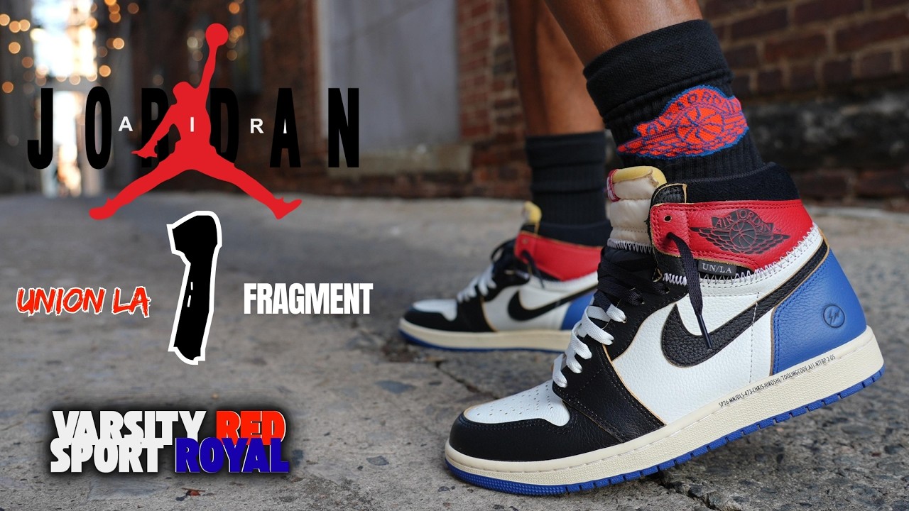 2026 JORDAN 1 FRAGMENT X UNION LA VARSITY RED SPORT ROYAL DETAILED REVIEW & ON FEET W LACE SWAPS!