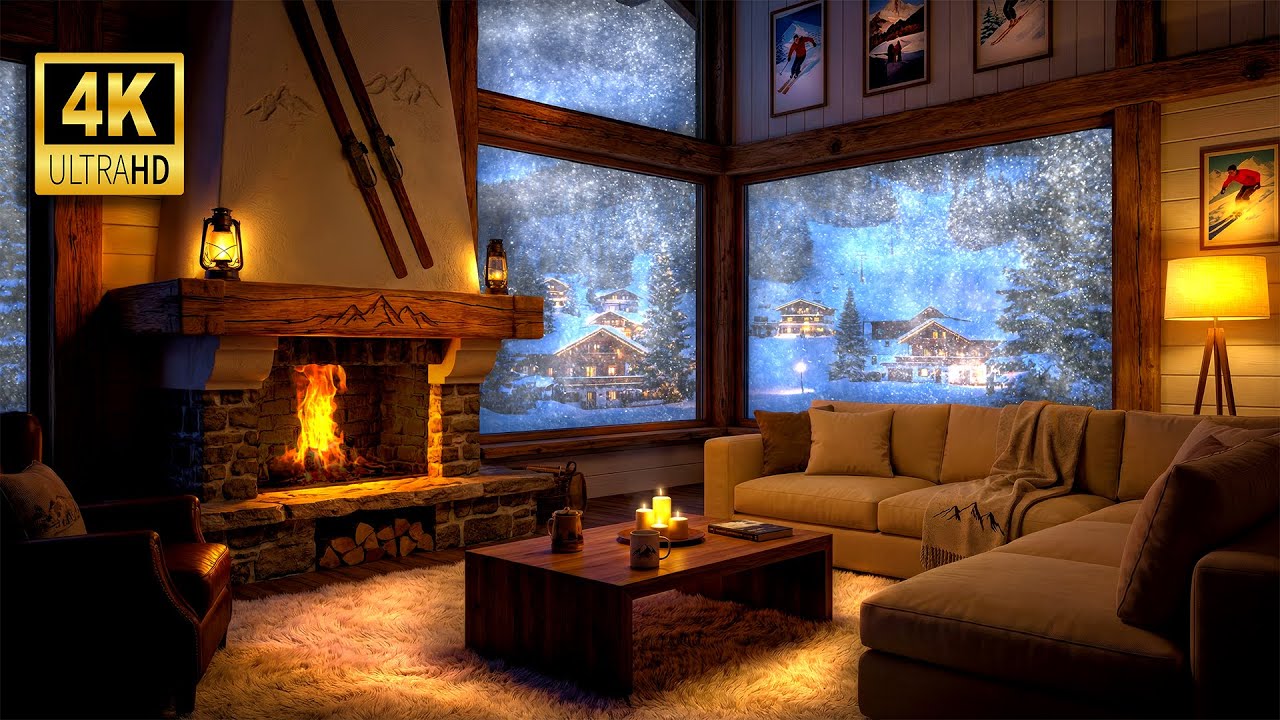 Japanese Winter Storm ❄️ Howling Wind & Warm Fireplace (Sleep & Study)