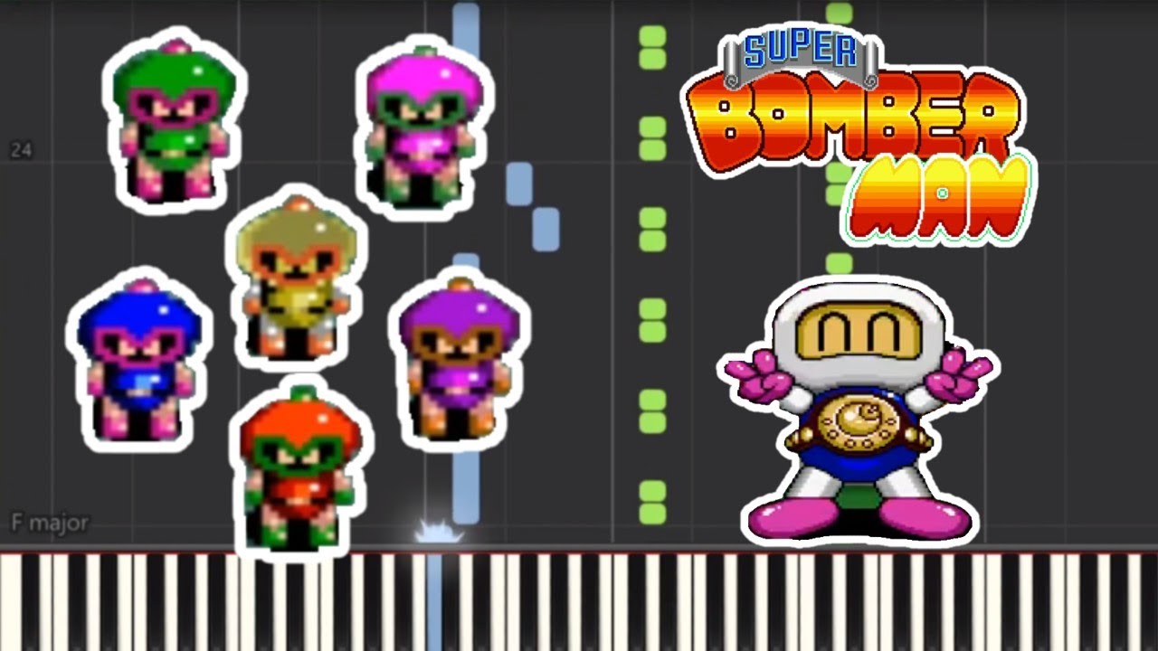 Super Bomberman SNES 5-1 -SYNTHESIA Piano - Tutorial