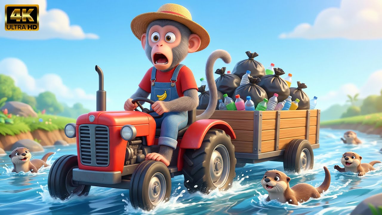Monkey WCG Cleans the River! Saving Nature with Otter Friends 🌱🦦🚜