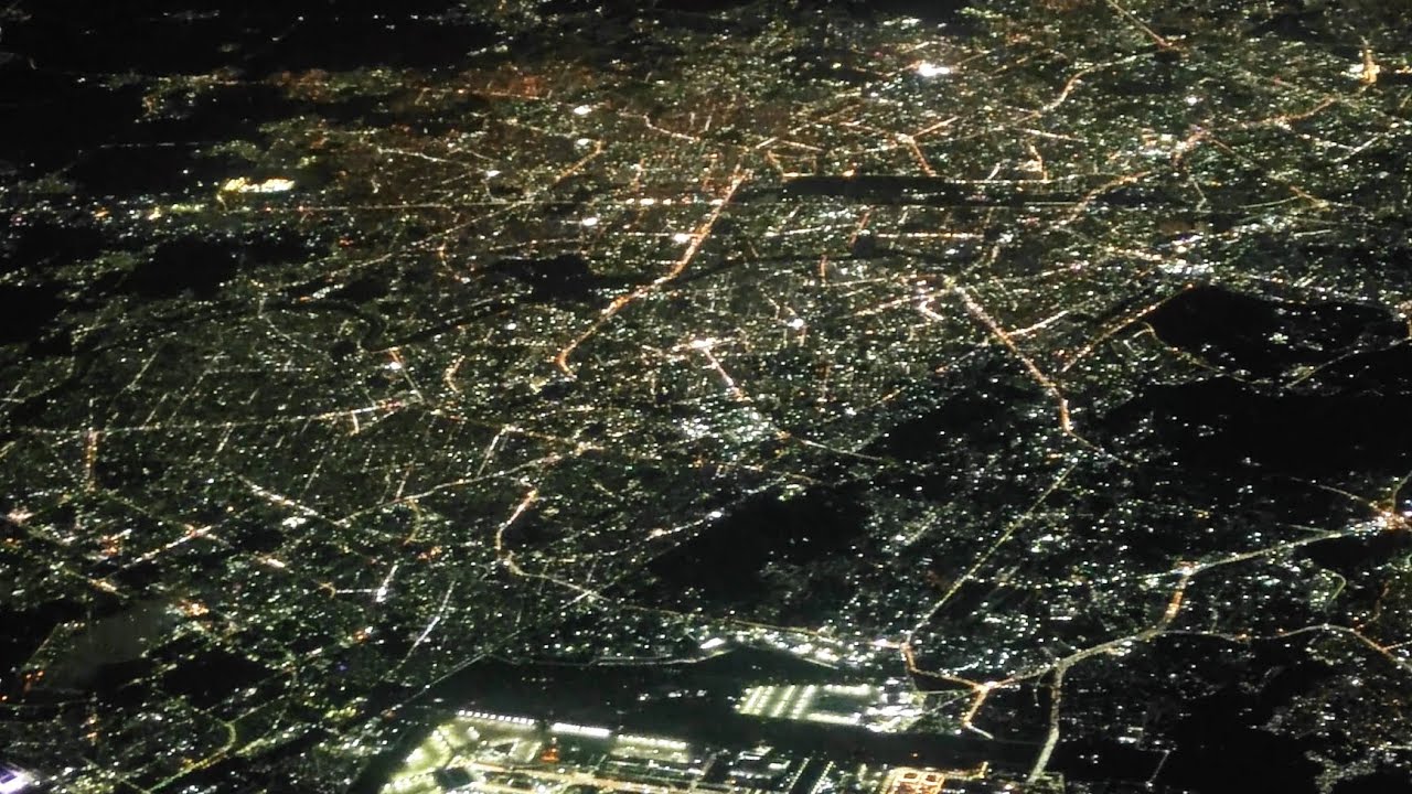 LAHORE Aerial view. Night Landing - Emirates. Dubai-Pakistan.
