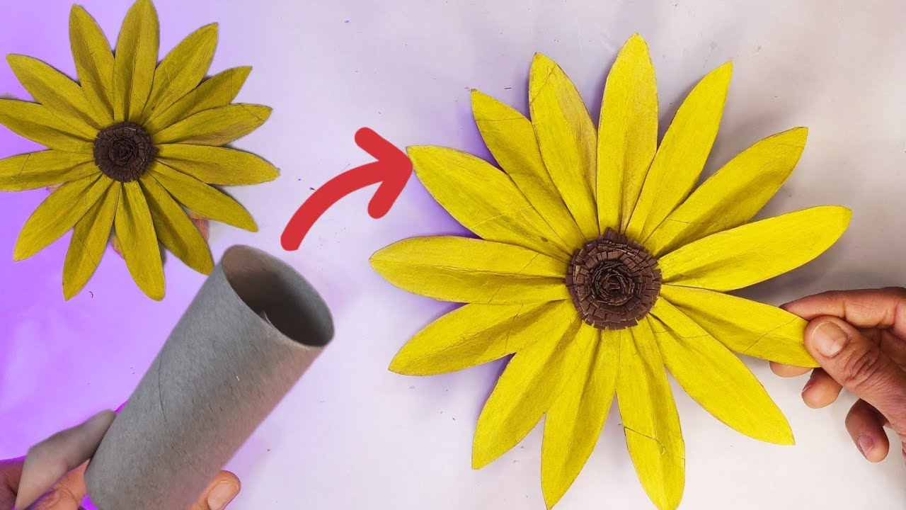 COMO FAZER GIRASSOL COM TUBO DE PAPEL HIGIÊNICO  🌻 Ideia para decoração de festa junina #diy