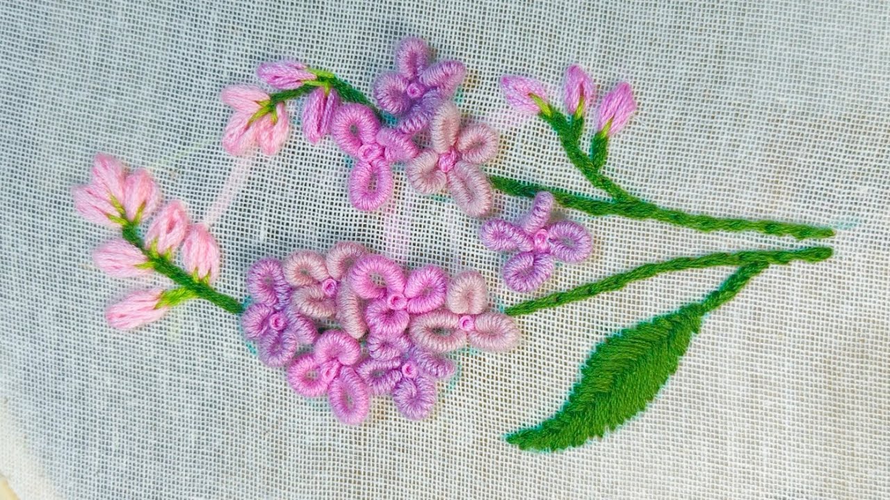 Stitch hand embroidery flowers step by step for beginners #stitch #embroidery #flower 