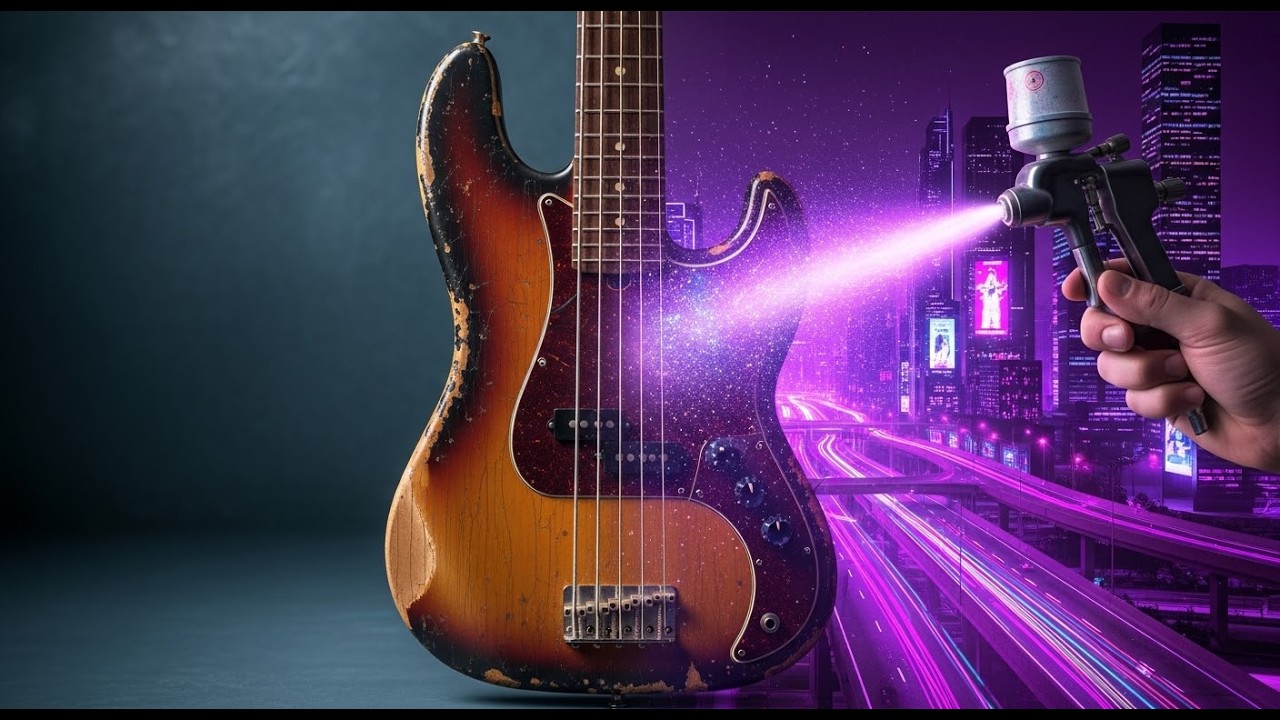 Epic GUITAR Transformation for only €100! 🎸 | Frame of Art | Spray Paint Street Art Tutorial #art 