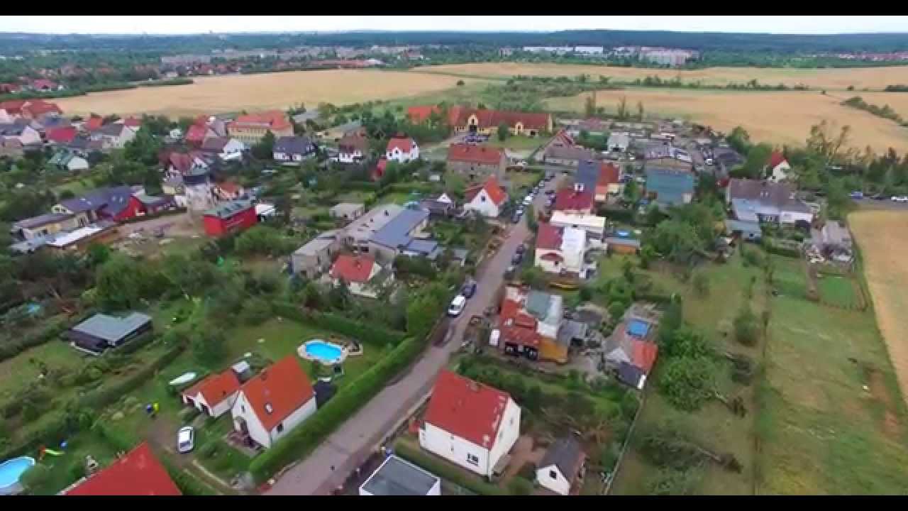 Luftaufnahmen der Sturmschäden in Halle Lettin vom 07.07.15