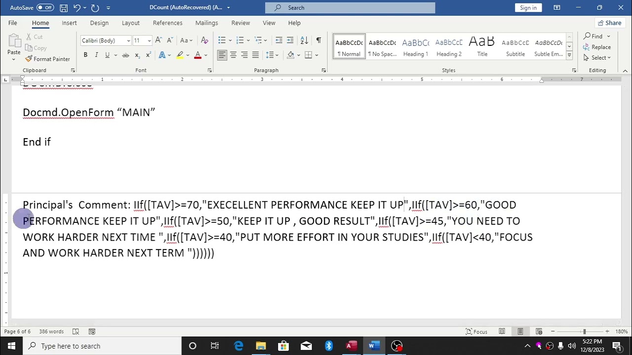 ASSIGNING MORE TERMS IN REPORT CARD WITH MS ACCESS