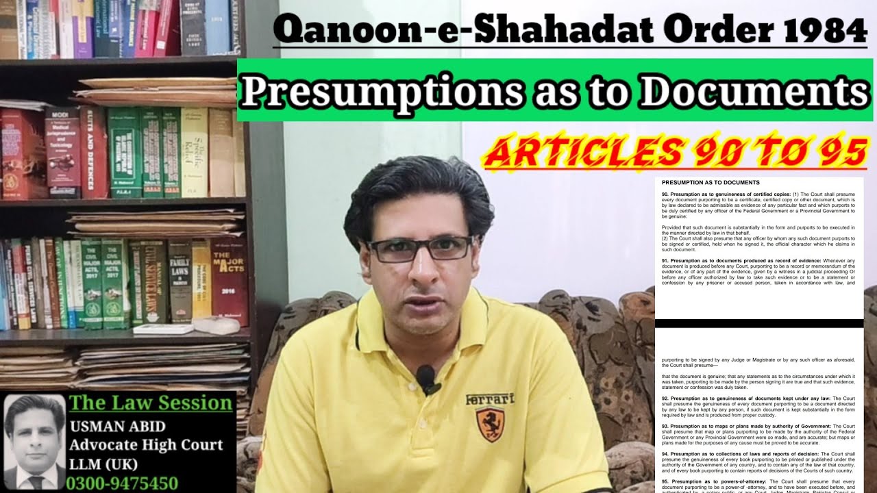 presumptions as to documents | article 90 to 95 qso 1984 | section 79 to 84 evidence act 1872
