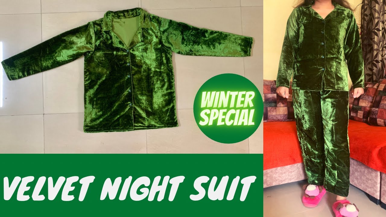 Velvet Night Suit Cutting And Stitching | collar nightsuit | winter special | Maina Thapa