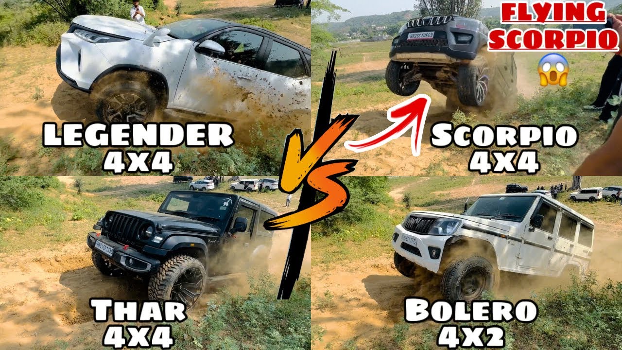 Legender 4x4 Vs Scorpio 4x4 Vs Thar 4x4 Vs Bolero 4x2 Off-road Battle🔥 | आज तो भारी Nukshan❌ होगाया😭