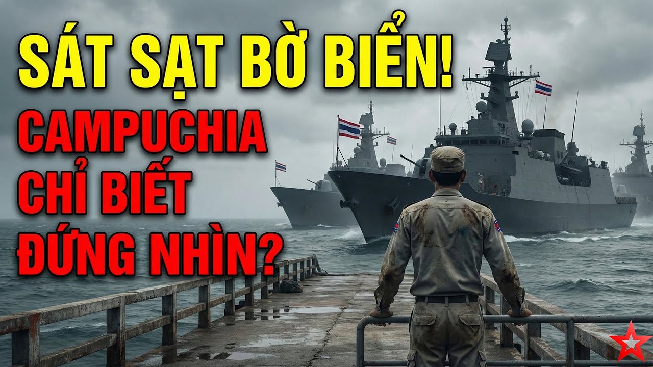 Bất lực, t&agrave;u chiến Th&aacute;i Lan d&iacute; s&uacute;ng s&aacute;t bờ, Hải qu&acirc;n Campuchia ở đ&acirc;u