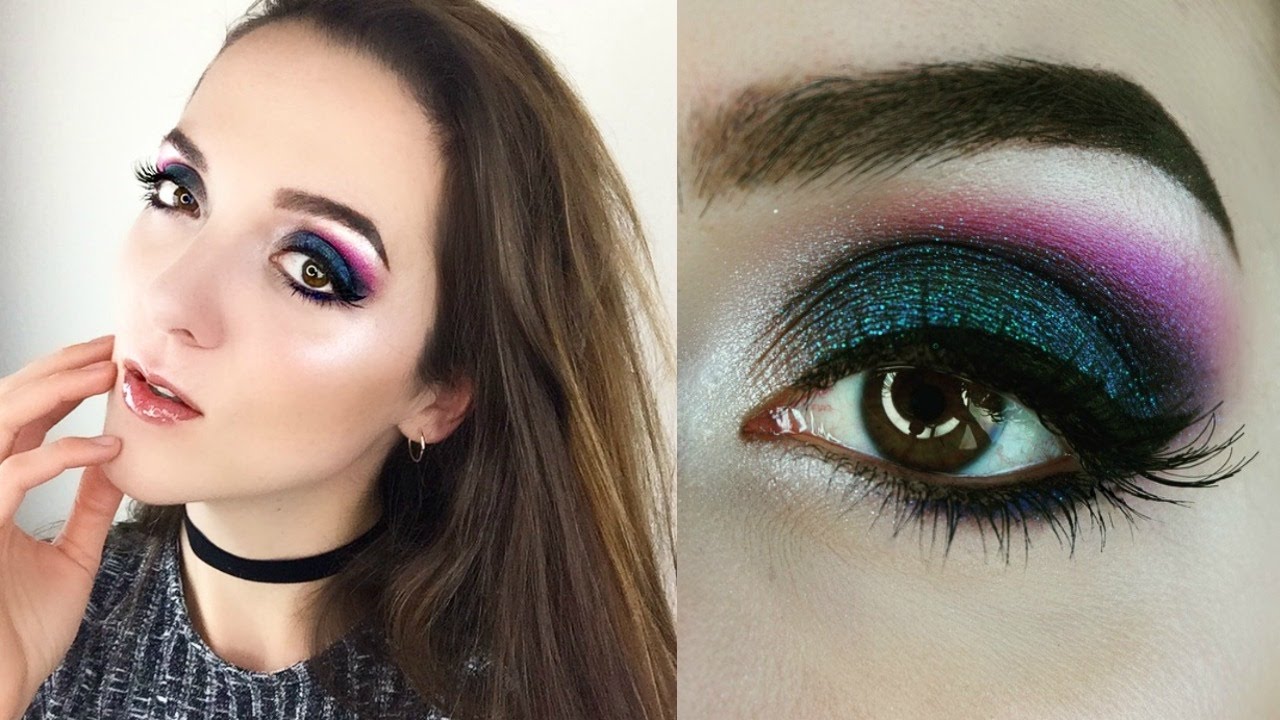 Galaxy Inspired eyes makeup tutorial | Iridescent Galaxy Glam for Christmas Party Night Out