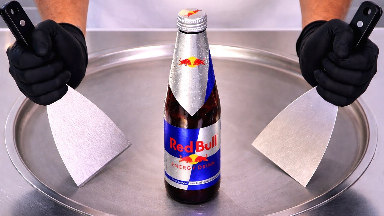 Bottled Red Bull — Ice Cream Rolls | Satisfying Visual ASMR