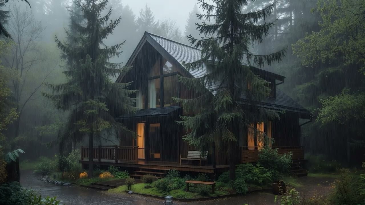 Serene Rainy Evening | Heavy Rain Sounds for Sleeping | Modern Home Sounds for Relaxation