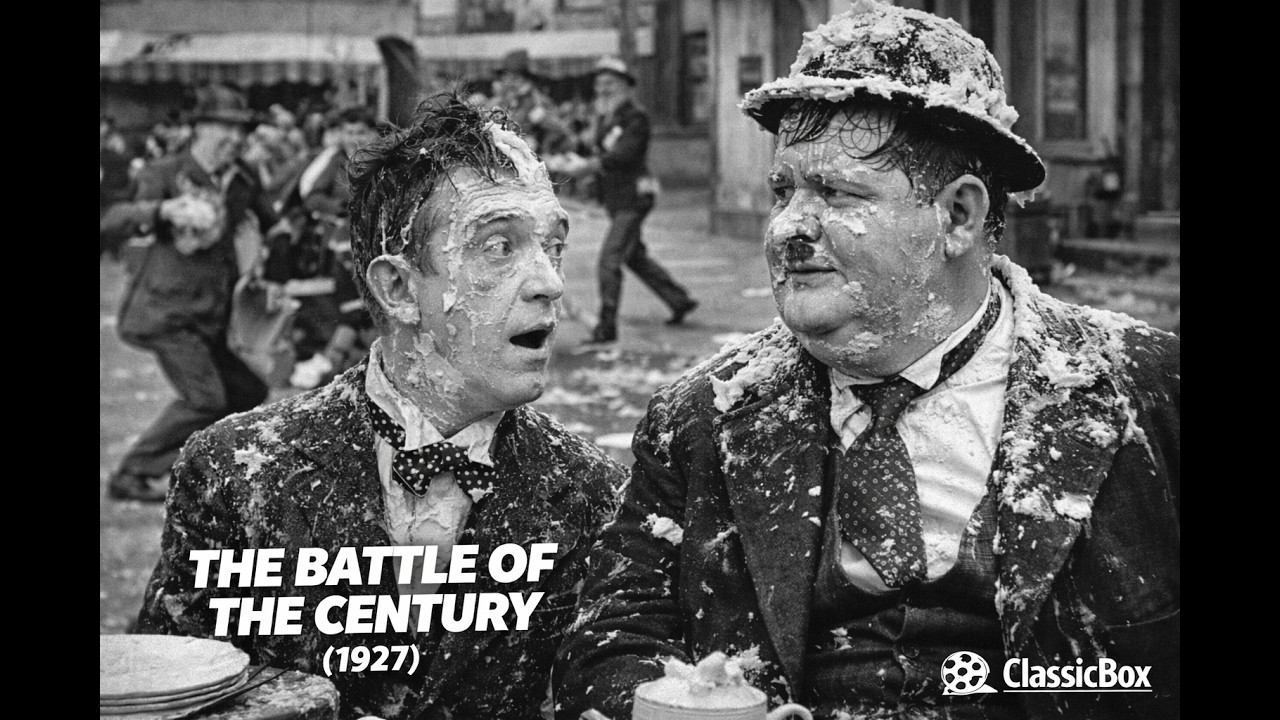 The Battle of the Century (1927) - Laurel and Hardy | Full Silent Short  | ClassicBox