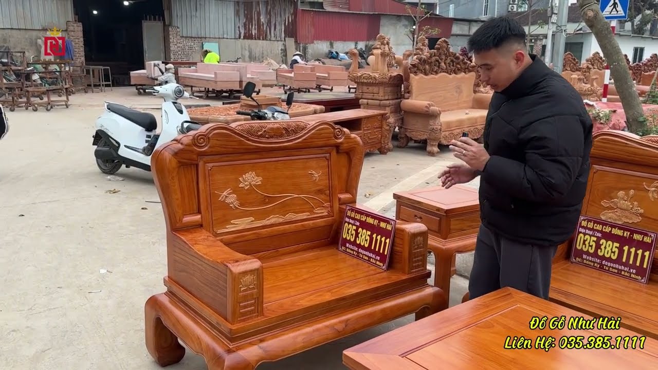 Đồ Gỗ Như Hải | Siêu Phẩm Triện Sen Tay Đặc - Chạm Khắc Tinh Xảo, Nâng Tầm Phòng Khách Sang Trọng
