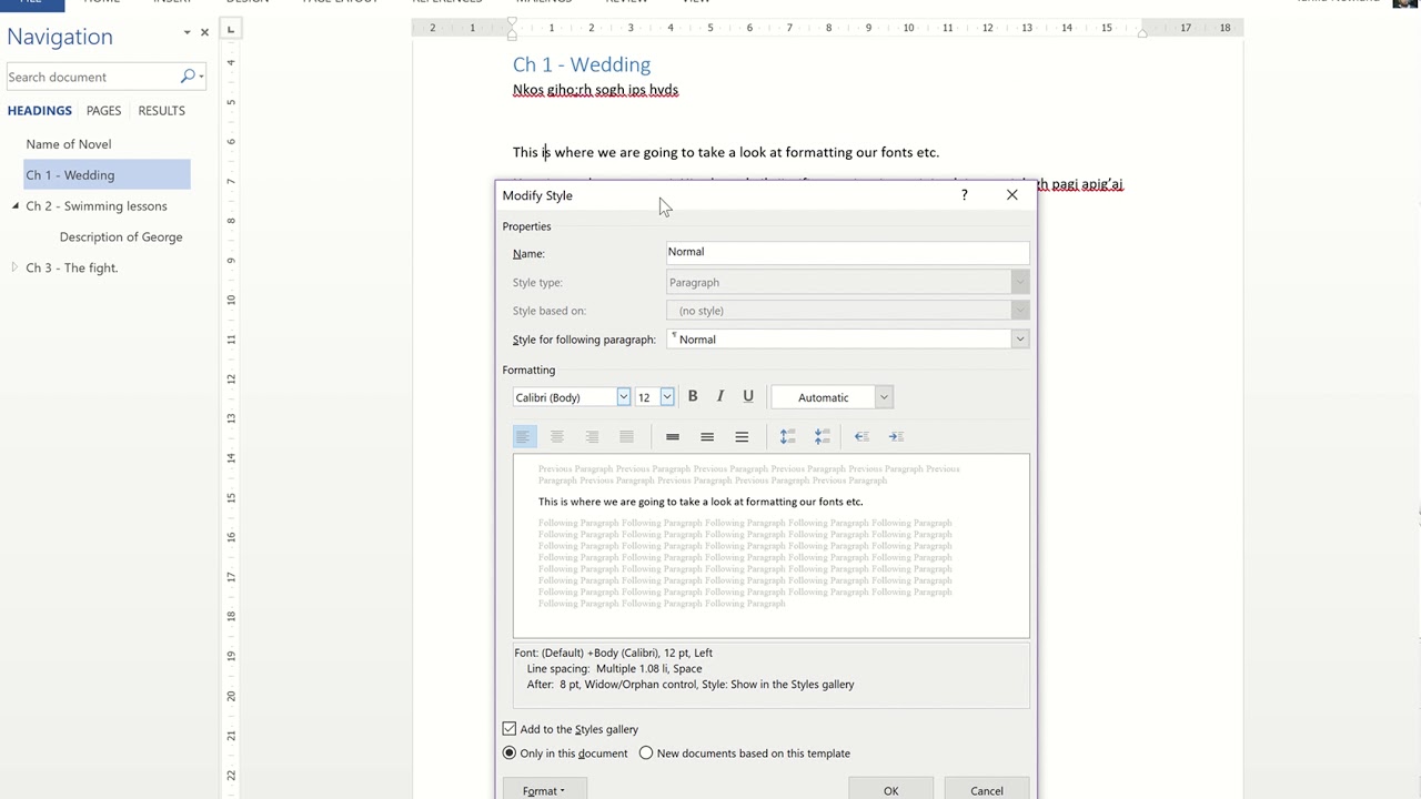How to Set up a Word Document for Writing your Book