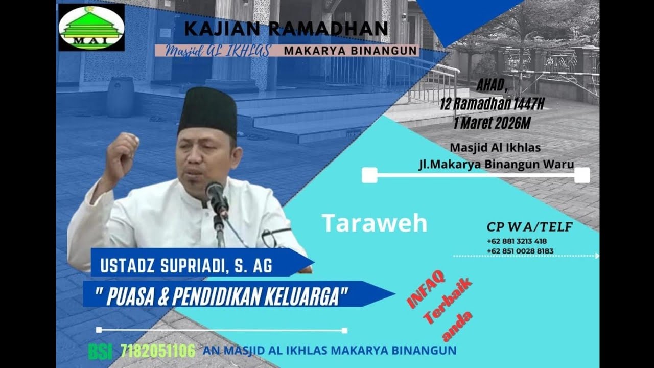 Puasa & Pendidikan Keluarga.  Ustadz Supriadi, S. Ag