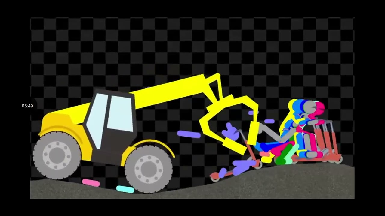 Carrera de stickamns vs grúa malvada