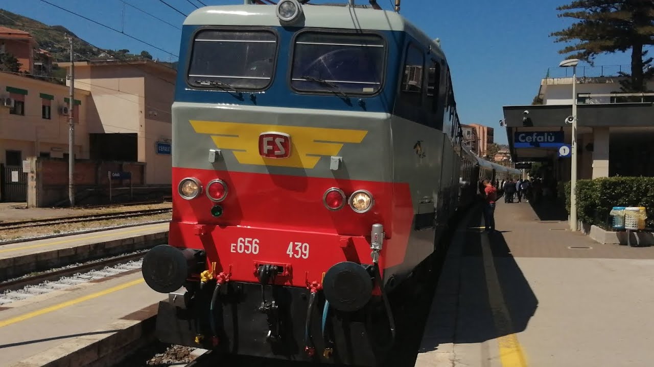 Treno storico “Peloritano” a Cefalù e Palermo c.le, con E656.439 in livrea d’origine 15/07/2022
