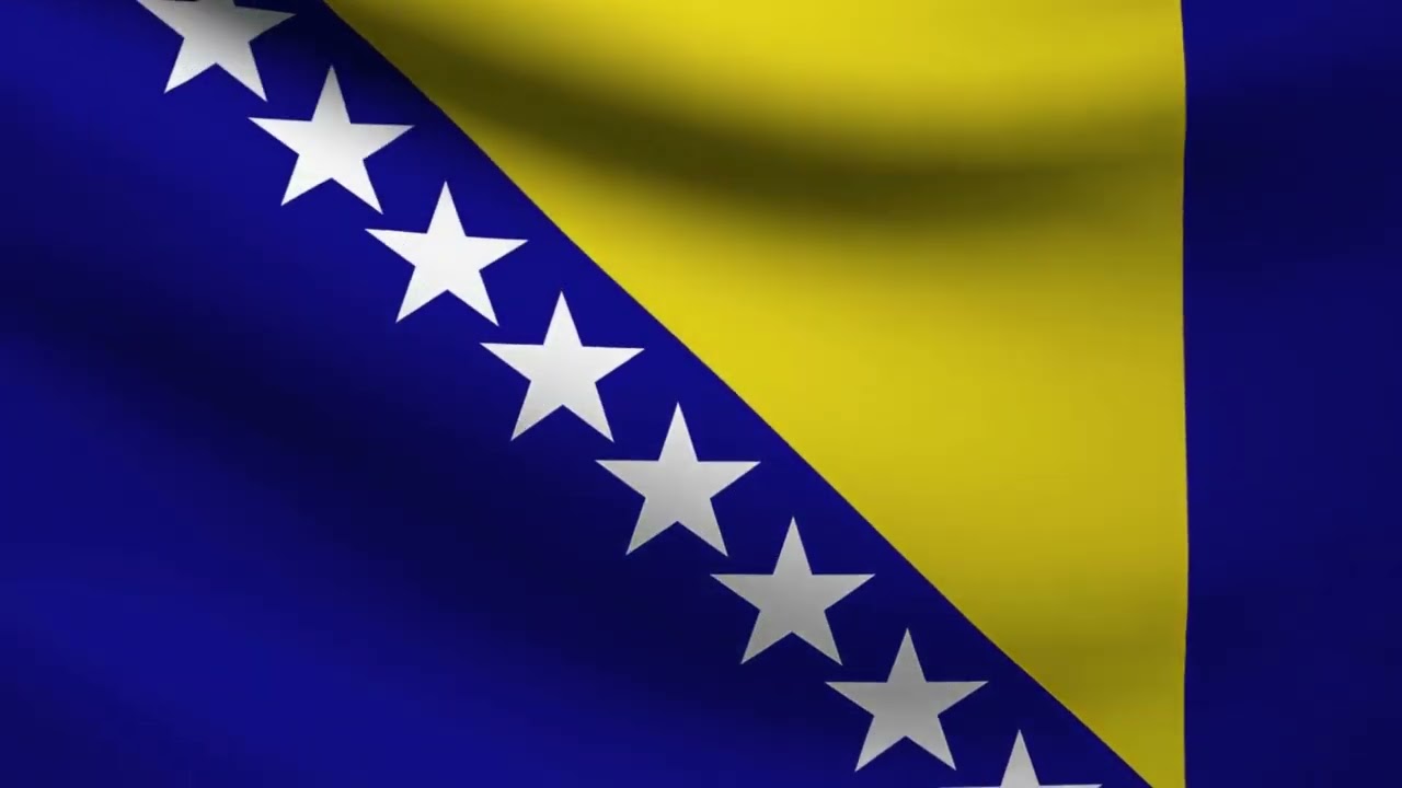 [10 Hours] Bosnia and Herzegovina Flag Waving - Video & Audio - Waving Flags