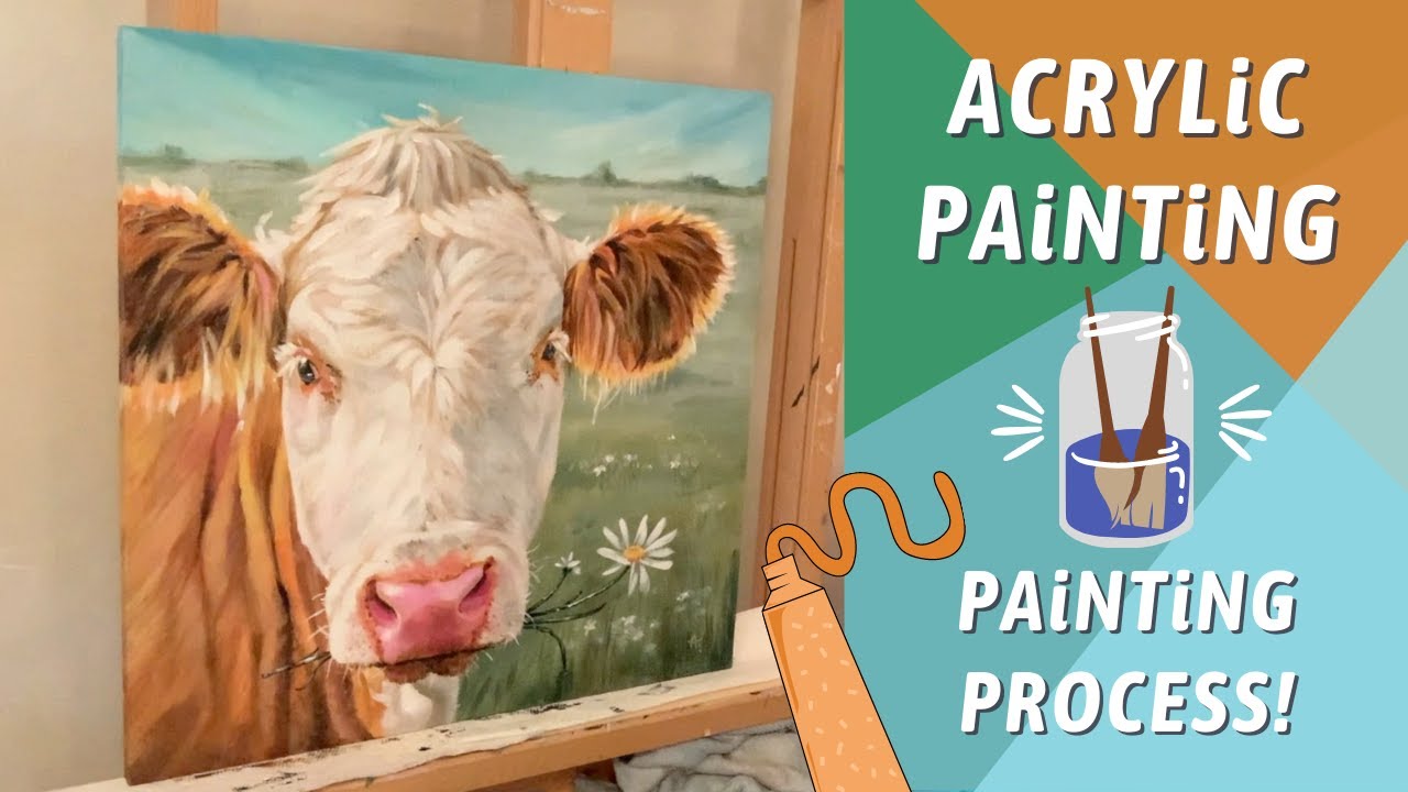 FUN Cow Painting on PLYWOOD TIME LAPSE! Simmental Cow Painting! By: Annie Troe