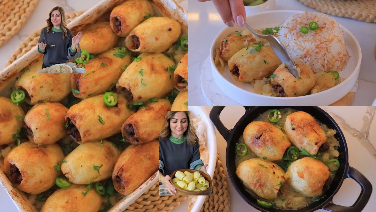 بطاطا محشية باللحمة المفرومه من الصواني القديمه والي بتشهي😋potatoes stuffed with meat