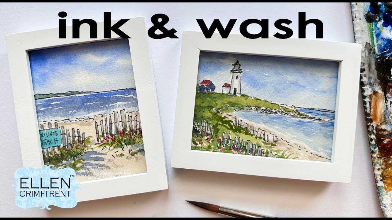 EASY Ink & Wash Coastal Mini Monday Paintings