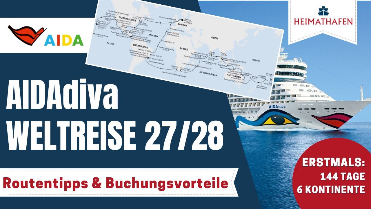 Alex' Reisetipps | AIDAdiva Weltreise 2027/2028, Buchungstipps & Infos rund um die Weltreise 2027/28