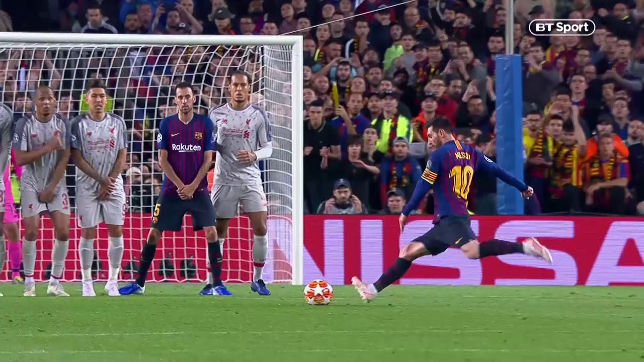 Lionel Messi's free-kick vs Liverpool with the Spanish commentary!