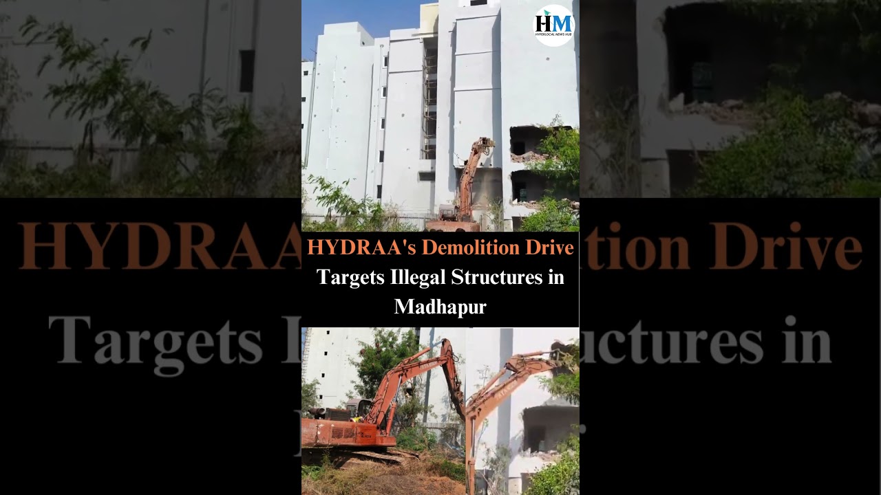 HYDRAA's Demolition Drive Targets Illegal Structures in Madhapur  | Hyderabad Mail #latestnews