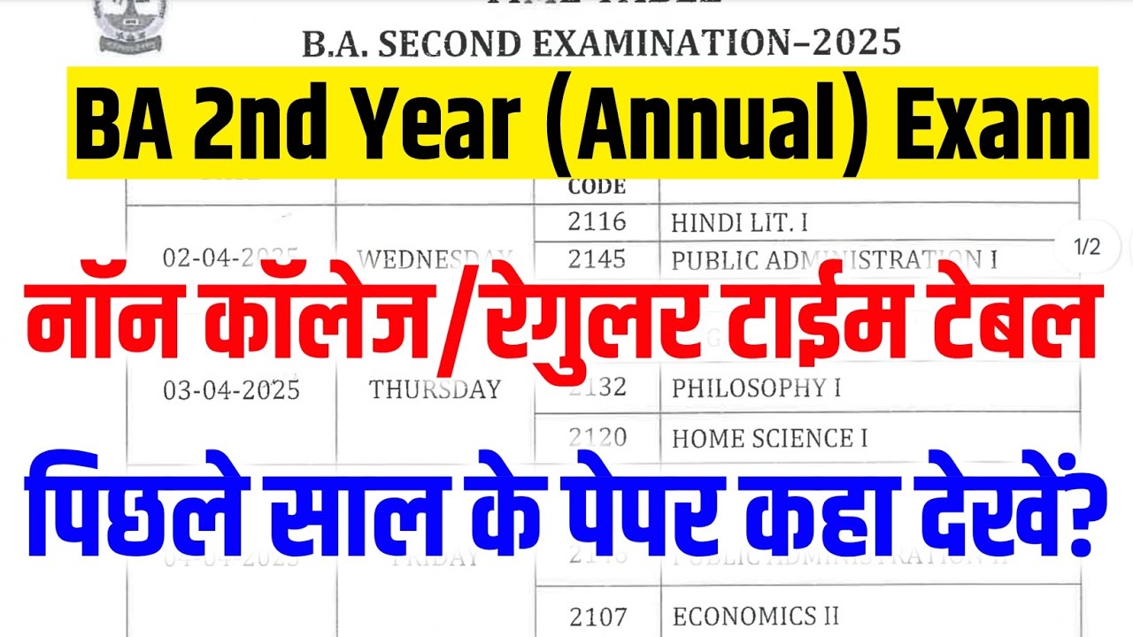BA 2nd Year Exam Time Table 2025 || BA 2nd Year Exam Dates 2025 || GGTU | Rajasthan University