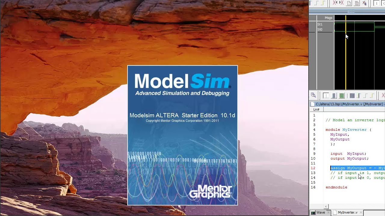 Write, Compile, and Simulate a Verilog model using ModelSim