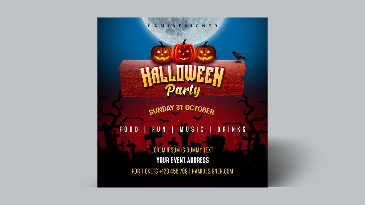 How to design Halloween poster or flyer in Photoshop | Photoshop Tutorials | Speed Art