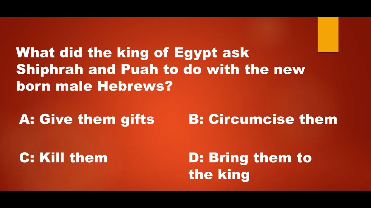 BIBLE TRIVIA #1 - Exodus Chapters 1 and 2 Come test your knowledge
