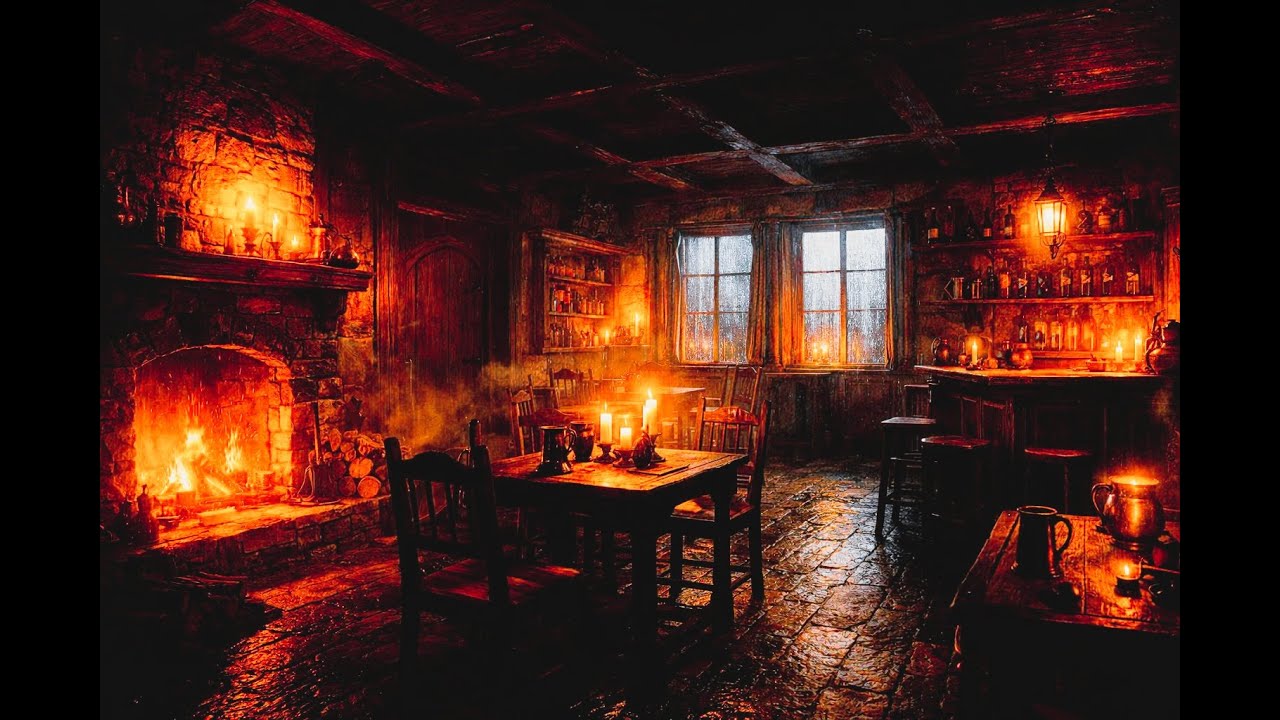 1 HOUR Fantasy Tavern Rain Sounds Perfect for Study Session
