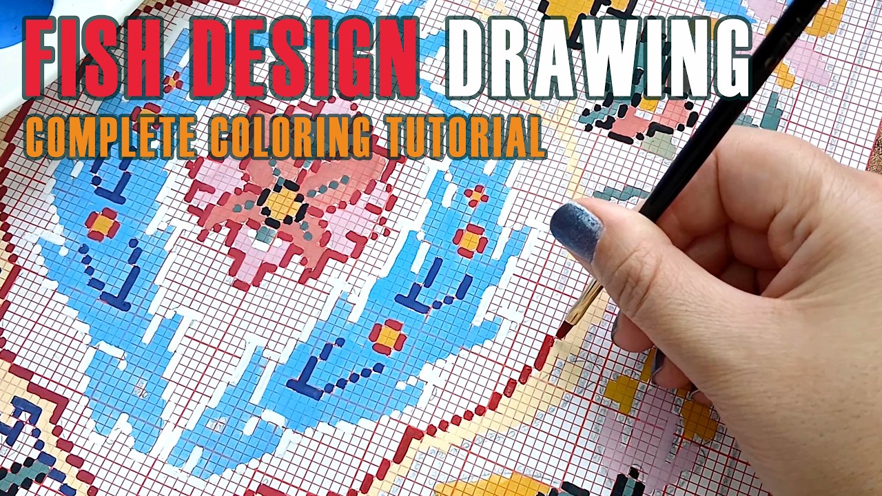 Drawing a Fish design in Carpet Pattern | Complete Coloring Tutorial